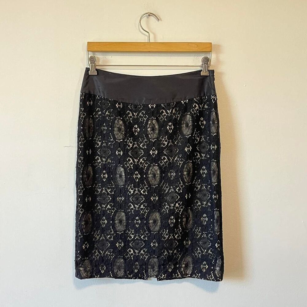 Vintage Iceberg Black Lace Pencil Skirt Intricate Spiderweb Made in Italy 42/28